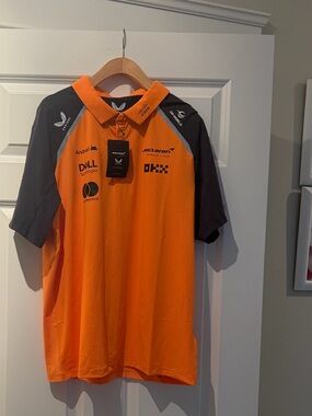 MCLAREN F1 2025 Men's Team Polo Shirt - Papaya